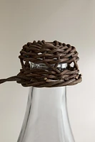 GLASS BOTTLE WITH RATTAN STOPPER