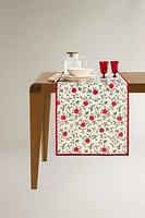 CHRISTMAS POINSETTIA COTTON TABLE RUNNER