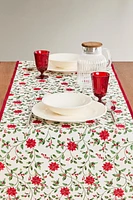 CHRISTMAS POINSETTIA COTTON TABLE RUNNER