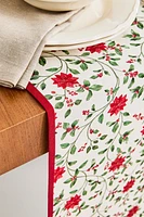 CHRISTMAS POINSETTIA COTTON TABLE RUNNER