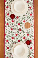 CHRISTMAS POINSETTIA COTTON TABLE RUNNER