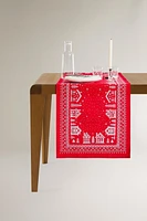 CHRISTMAS VILLAGE COTTON TABLE RUNNER