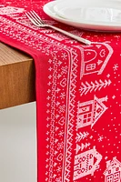 CHRISTMAS VILLAGE COTTON TABLE RUNNER