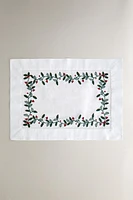 EMBROIDERED CHRISTMAS COTTON LINEN PLACEMAT