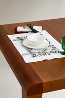 EMBROIDERED CHRISTMAS COTTON LINEN PLACEMAT