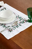 EMBROIDERED CHRISTMAS COTTON LINEN PLACEMAT