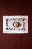 EMBROIDERED CHRISTMAS COTTON LINEN PLACEMAT