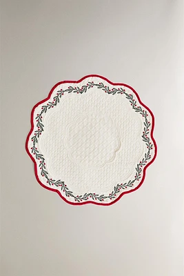 PLACEMAT WITH CHRISTMAS BRANCH BORDER