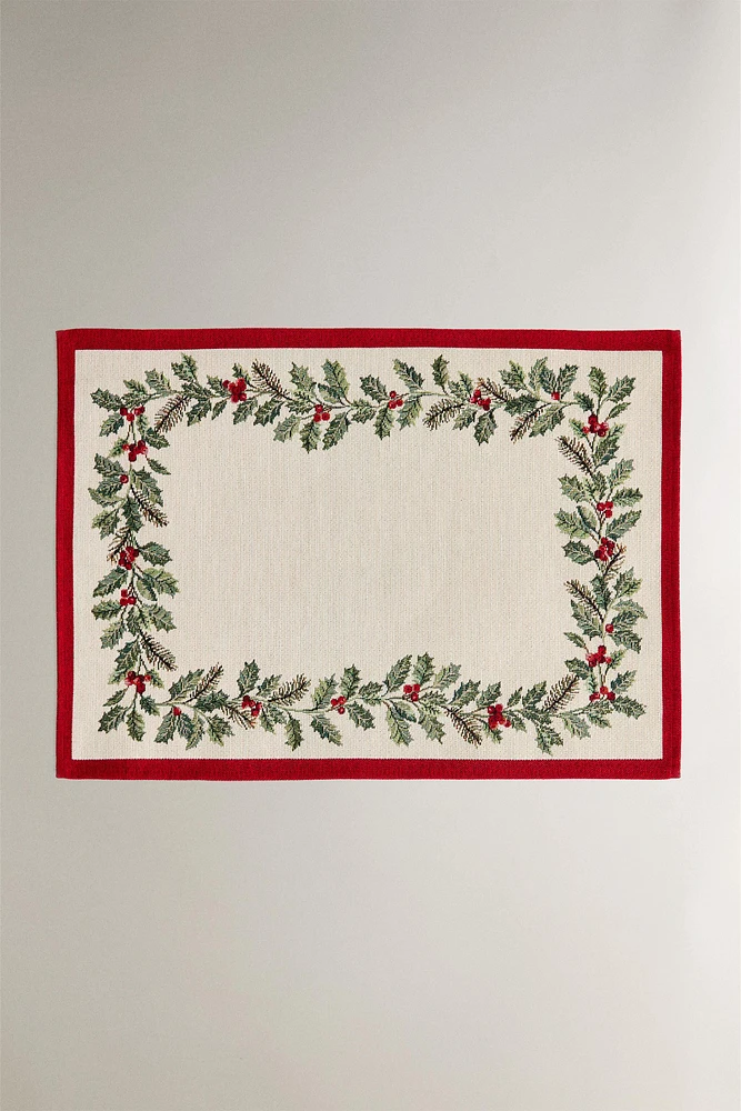 JACQUARD PLACEMAT WITH CHRISTMAS BORDER