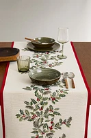 JACQUARD TABLE RUNNER WITH CHRISTMAS BORDER