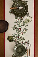 JACQUARD TABLE RUNNER WITH CHRISTMAS BORDER