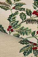 JACQUARD TABLE RUNNER WITH CHRISTMAS BORDER