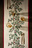 JACQUARD TABLE RUNNER WITH CHRISTMAS BORDER