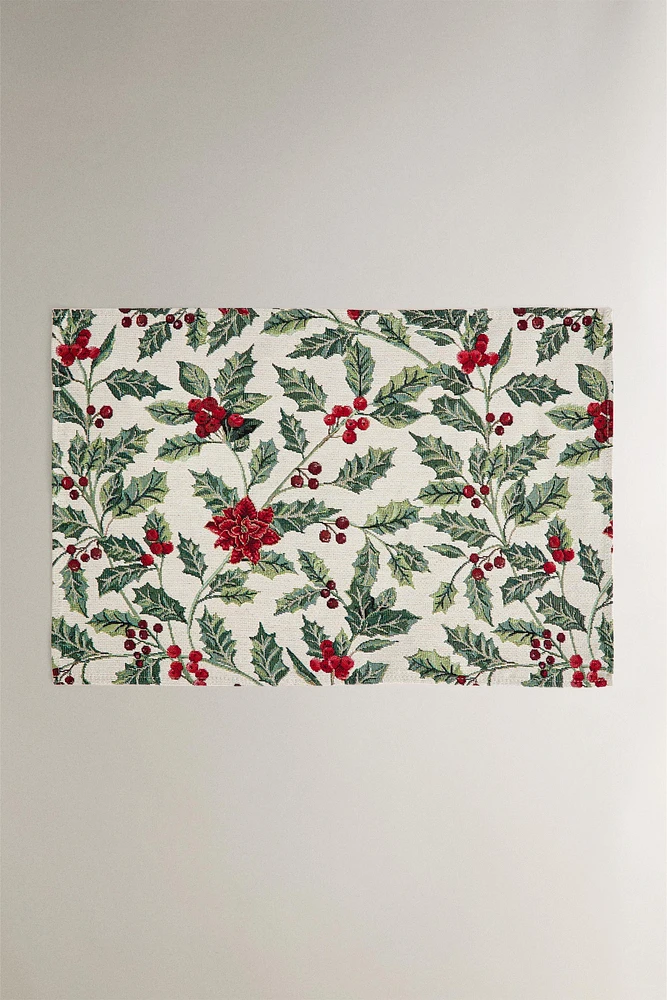 CHRISTMAS POINSETTIA JACQUARD PLACEMAT