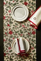 CHRISTMAS POINSETTIA JACQUARD TABLE RUNNER