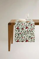 CHRISTMAS POINSETTIA JACQUARD TABLE RUNNER