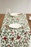 CHRISTMAS POINSETTIA JACQUARD TABLE RUNNER