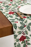 CHRISTMAS POINSETTIA JACQUARD TABLE RUNNER