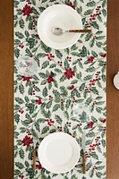 CHRISTMAS POINSETTIA JACQUARD TABLE RUNNER