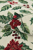 CHRISTMAS POINSETTIA JACQUARD TABLE RUNNER