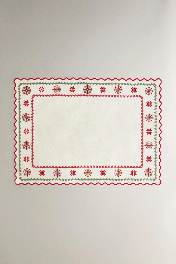 EMBROIDERED COTTON CHRISTMAS PLACEMAT