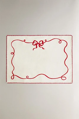 CHRISTMAS COTTON PLACEMAT WITH BOW