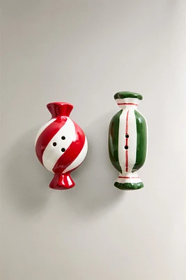 CHRISTMAS CANDY SALT AND PEPPER SHAKER SET (SET OF 2)