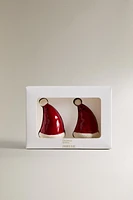 CHRISTMAS HAT SALT AND PEPPER SHAKER SET (SET OF 2)