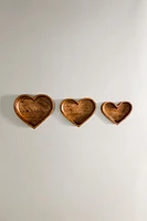 SET OF WOODEN CHRISTMAS HEART BOWLS (SET OF 3)