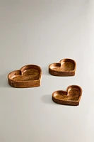 SET OF WOODEN CHRISTMAS HEART BOWLS (SET OF 3)