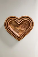 SET OF WOODEN CHRISTMAS HEART BOWLS (SET OF 3)