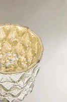 CHRISTMAS CRACKLED GLASS TEALIGHT HOLDER