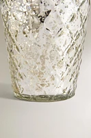 CHRISTMAS CRACKLED GLASS TEALIGHT HOLDER