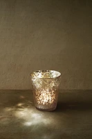 CHRISTMAS CRACKLED GLASS TEALIGHT HOLDER