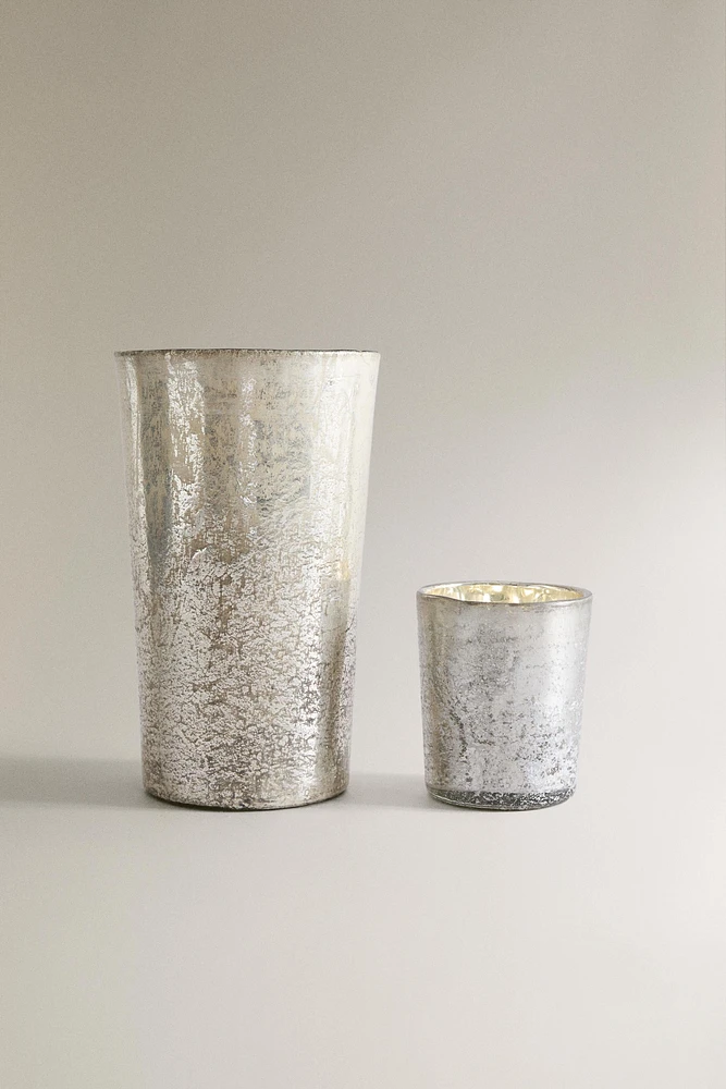 CRACKLED GLASS VASE