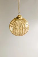 GLITTERY CHRISTMAS STRIPED GLASS TREE DECORATION