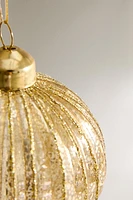 GLITTERY CHRISTMAS STRIPED GLASS TREE DECORATION