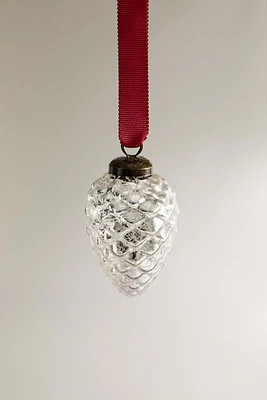 GLASS PINE CONE CHRISTMAS TREE DECORATION