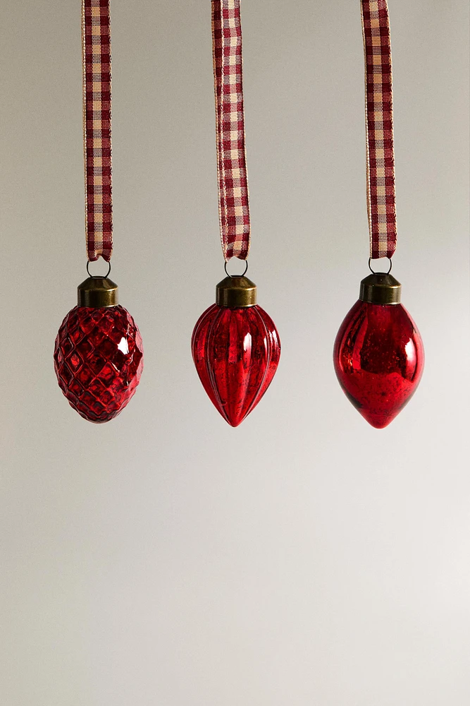 SET OF GLASS DROPLETS CHRISTMAS TREE DECORATIONS (SET OF 3)