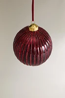 BOROSILICATE GLASS CHRISTMAS BALL TREE DECORATION WITH STRIPES