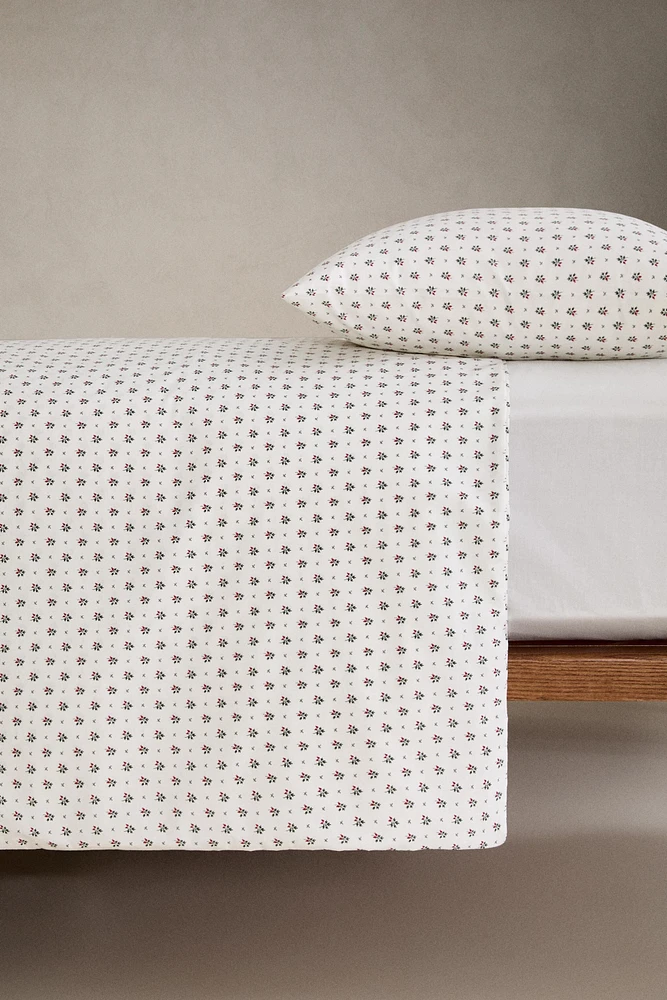 COTTON DUVET COVER WITH CHRISTMAS HOLLY