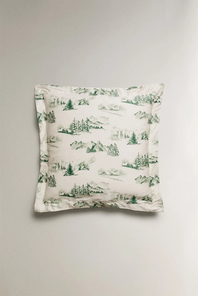 TOILE DE JOUY CHRISTMAS SATEEN PILLOWCASE