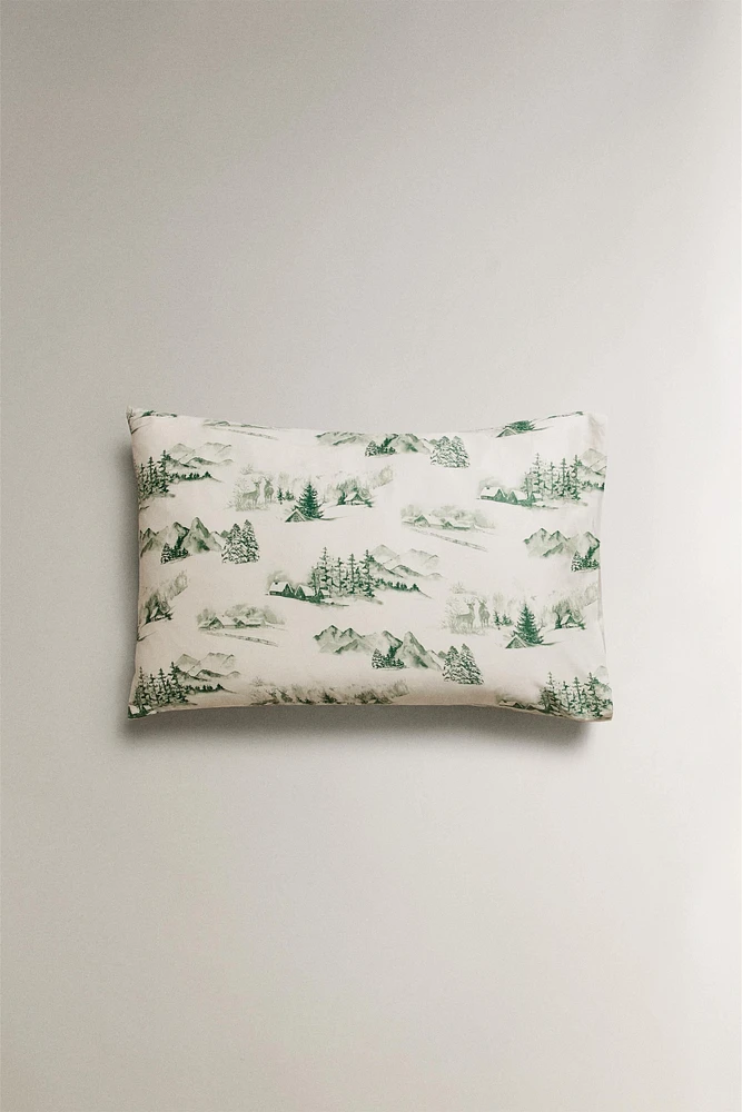 TOILE DE JOUY CHRISTMAS SATEEN PILLOWCASE