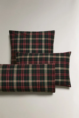 CHRISTMAS TARTAN CHECK FLANNEL PILLOWCASE