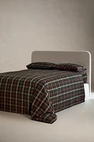 CHRISTMAS TARTAN CHECK FLANNEL FITTED SHEET