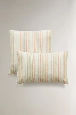 STRIPED LINEN THROW PILLOW COVER