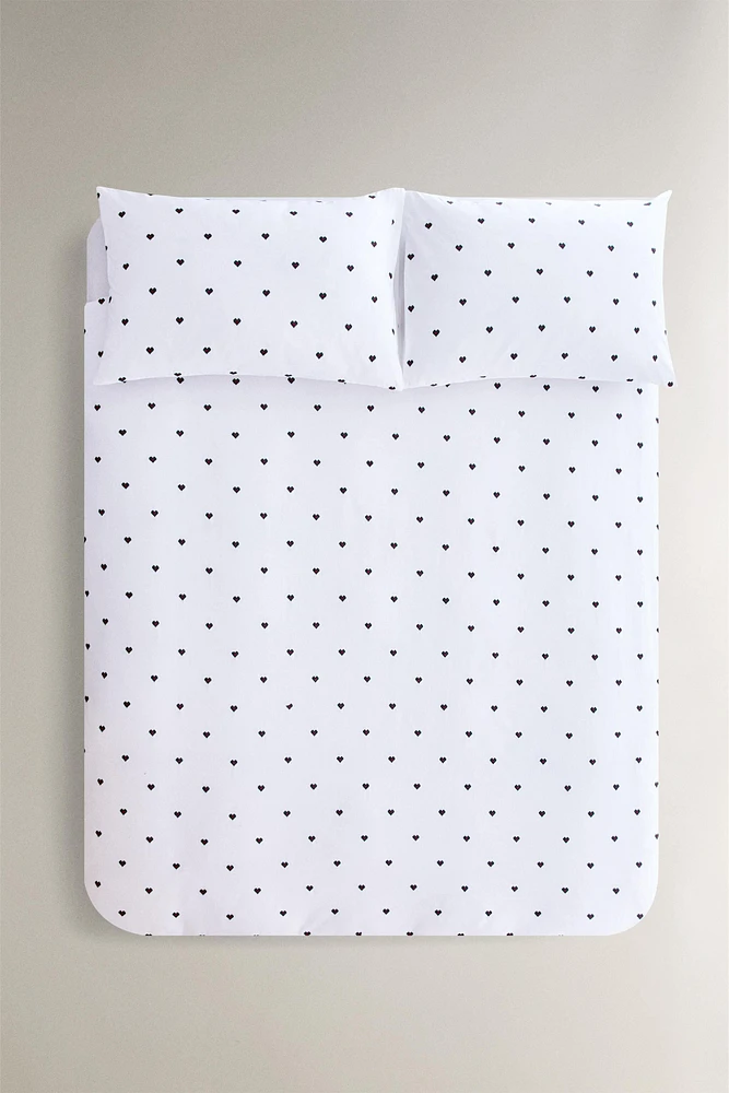 CHRISTMAS HEARTS COTTON PERCALE DUVET COVER