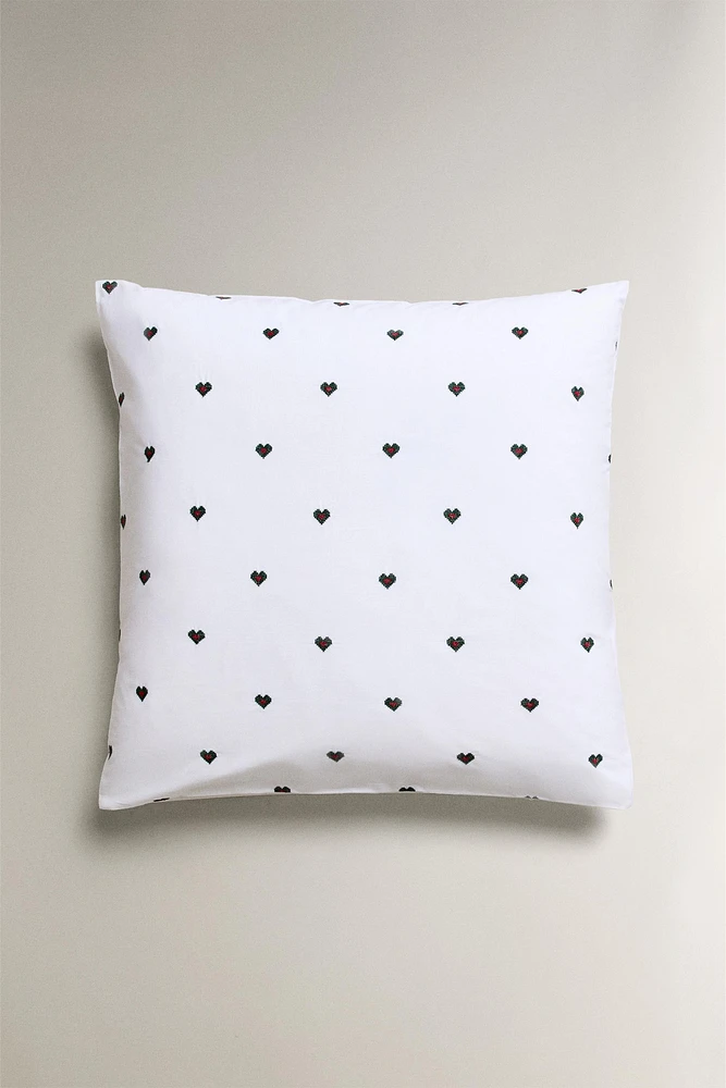 CHRISTMAS HEARTS COTTON PERCALE PILLOWCASE