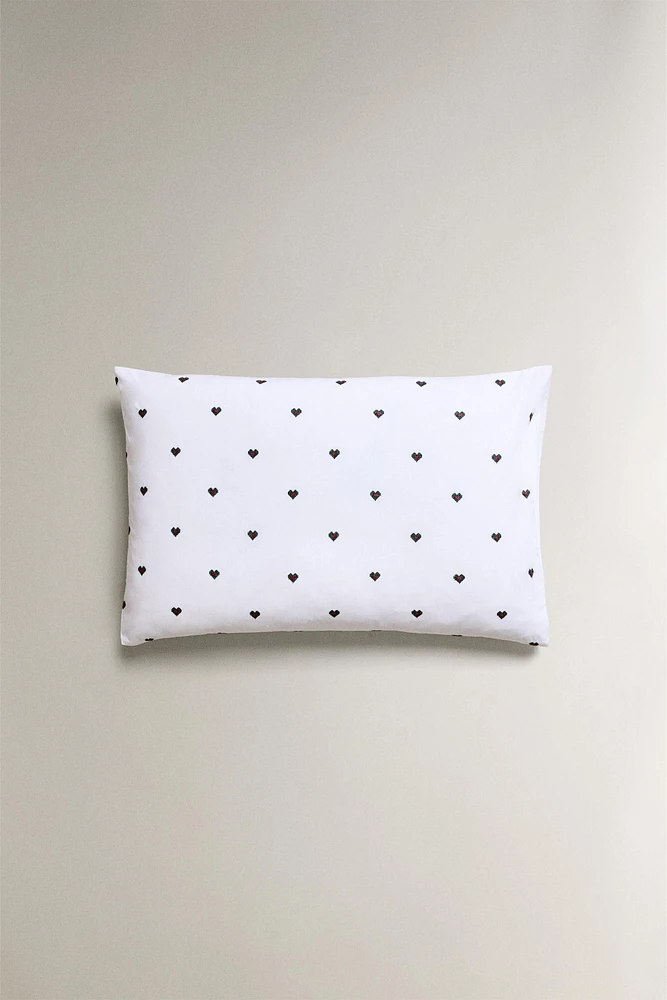 CHRISTMAS HEARTS COTTON PERCALE PILLOWCASE