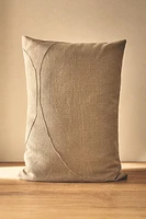 LINEN THROW PILLOW COVER WITH BACKSTITCHING